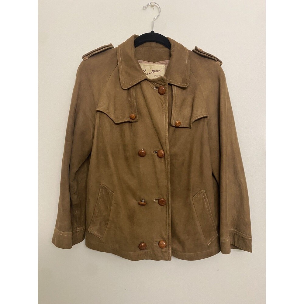 60s 70s Vintage Gano-Downs Denver Suede Jacket Double Breasted Brown Women’s M